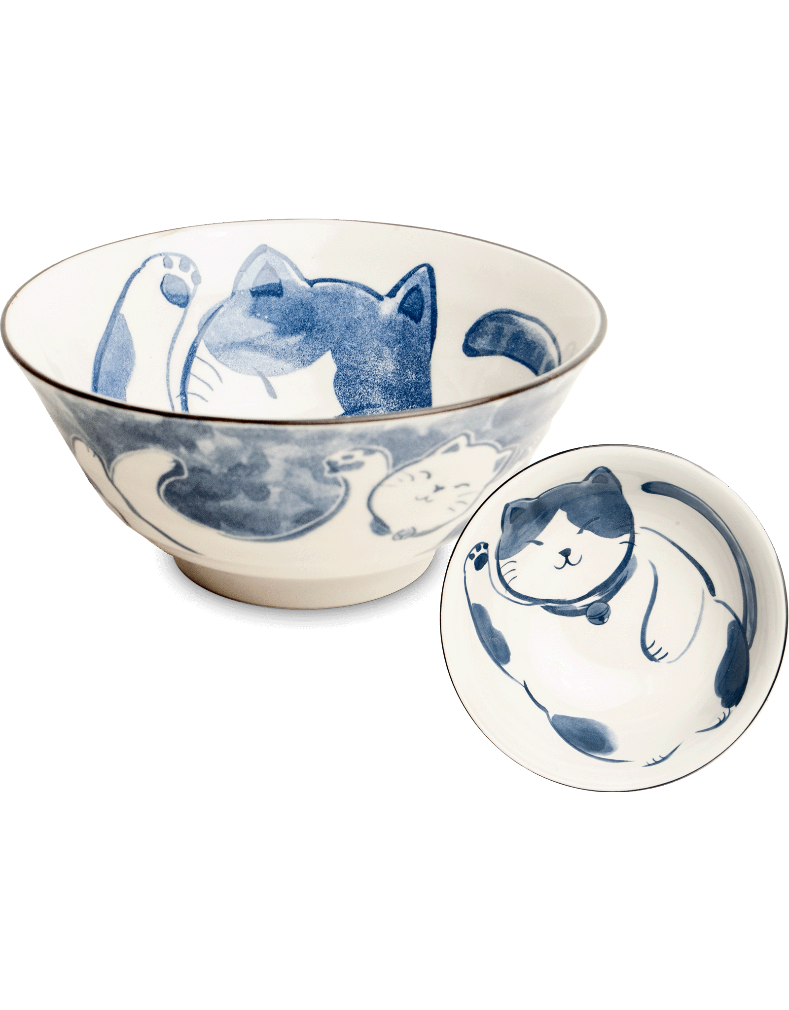 EDO Japan Kawaii Bowl Neko Nishiki, porcelain, 14,5x6,5cm, Japanese