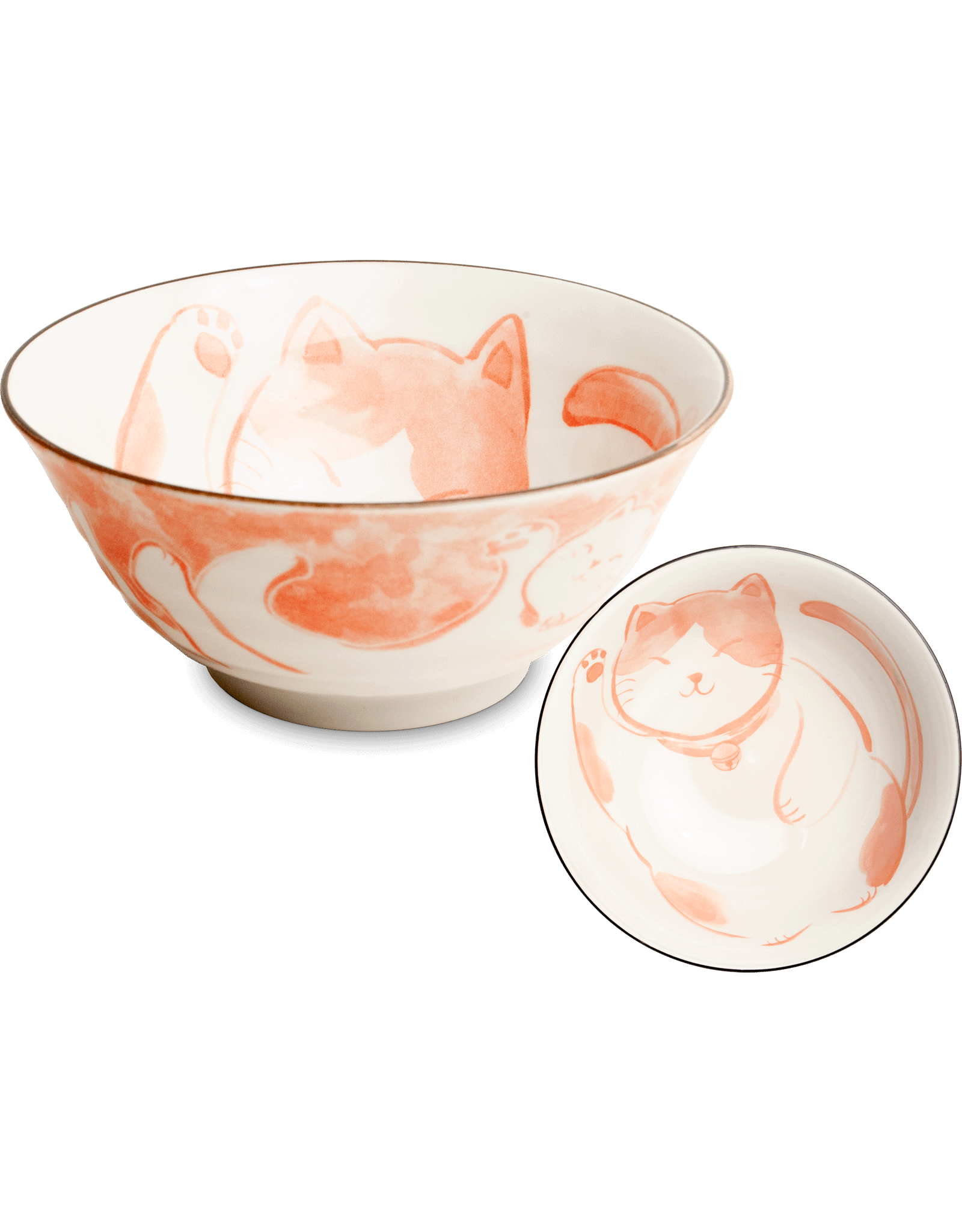 EDO Japan Kawaii Bowl Neko Nishiki, porcelain, 14,5x6,5cm, Japanese