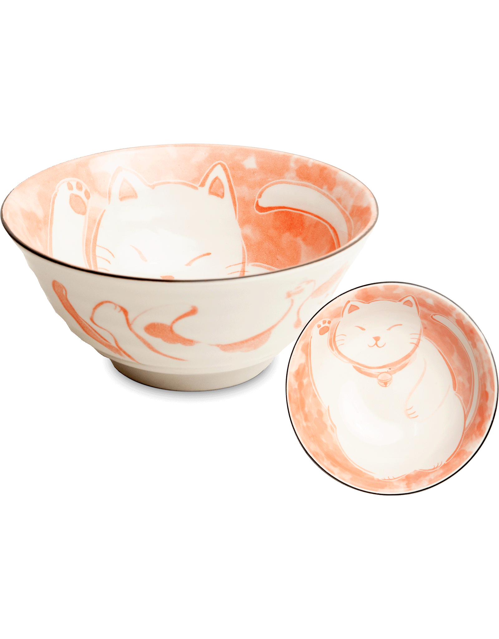 EDO Japan Kawaii Bowl Neko Nishiki, porcelain, 14,5x6,5cm, Japanese