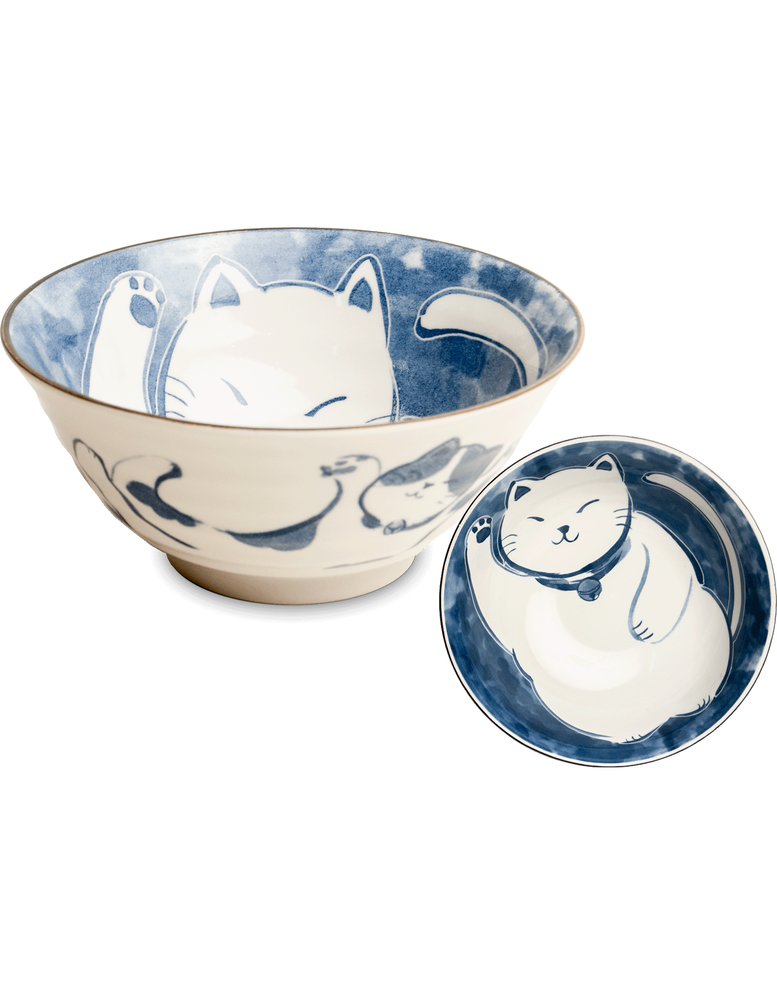 EDO Japan Kawaii Bowl Neko Nishiki, porcelain, 14,5x6,5cm, Japanese