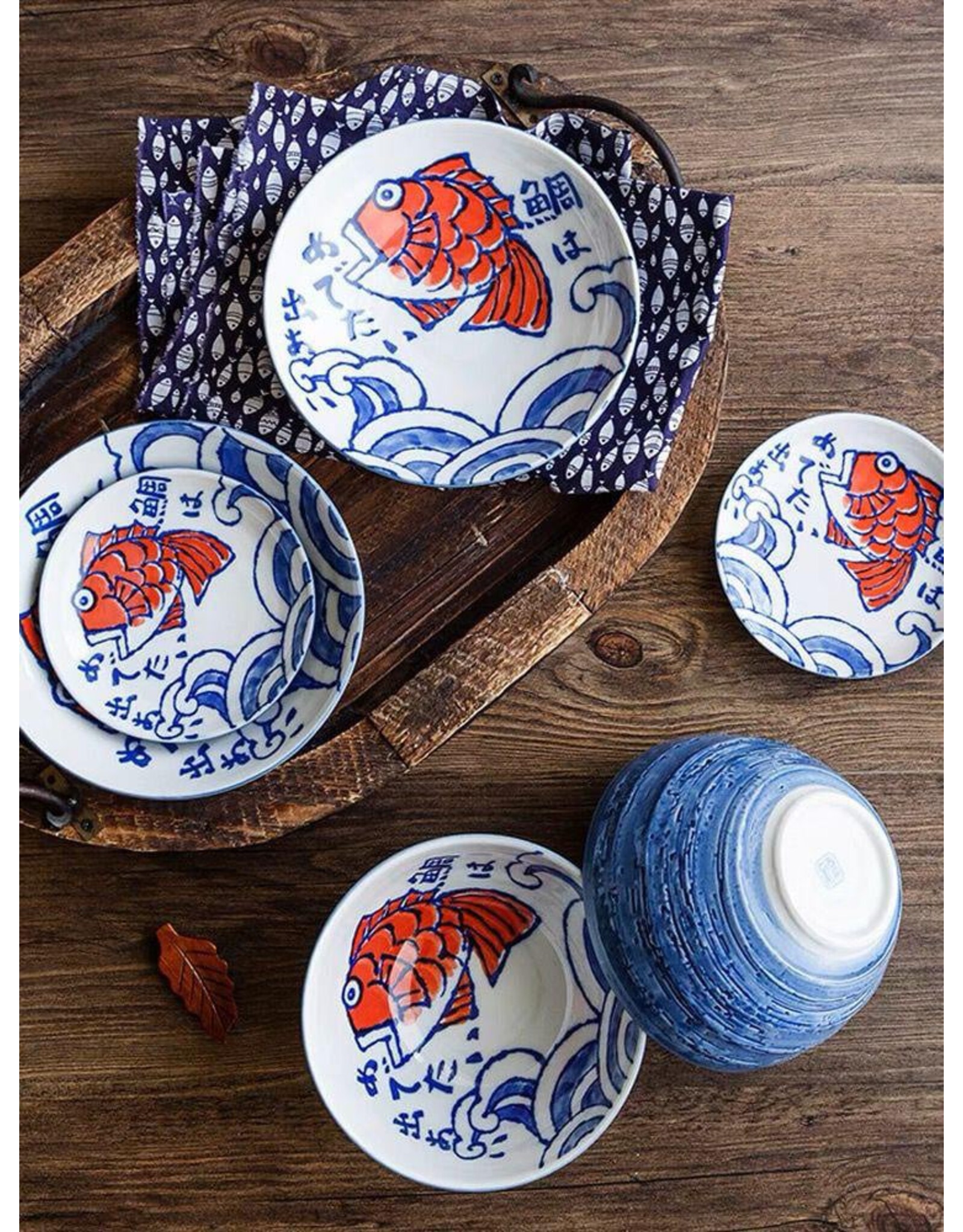 EDO Japan Deep plate / Dish Sakana, porcelain, 24,5x4cm, Japanese