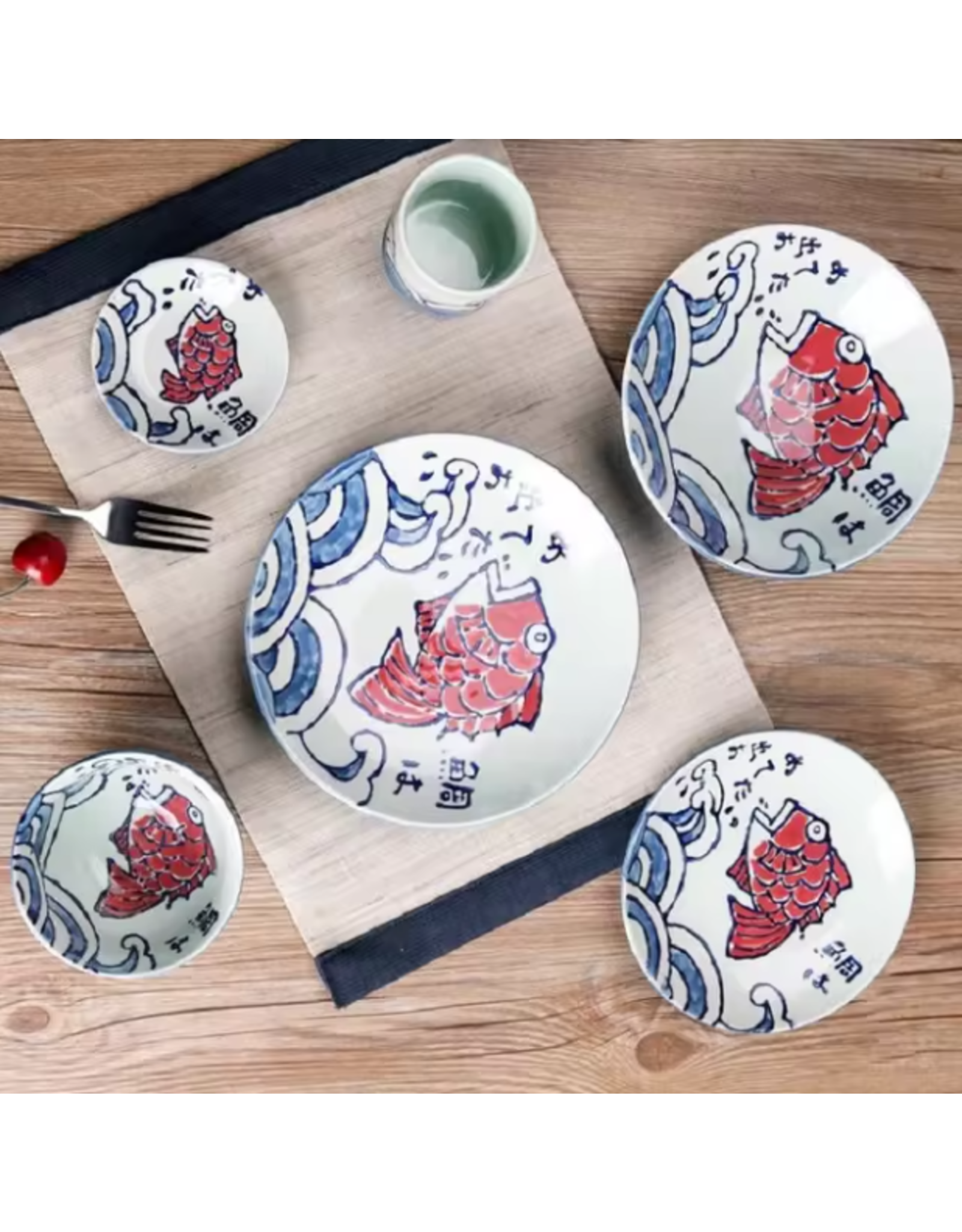 EDO Japan Deep plate / Dish Sakana, porcelain, 24,5x4cm, Japanese