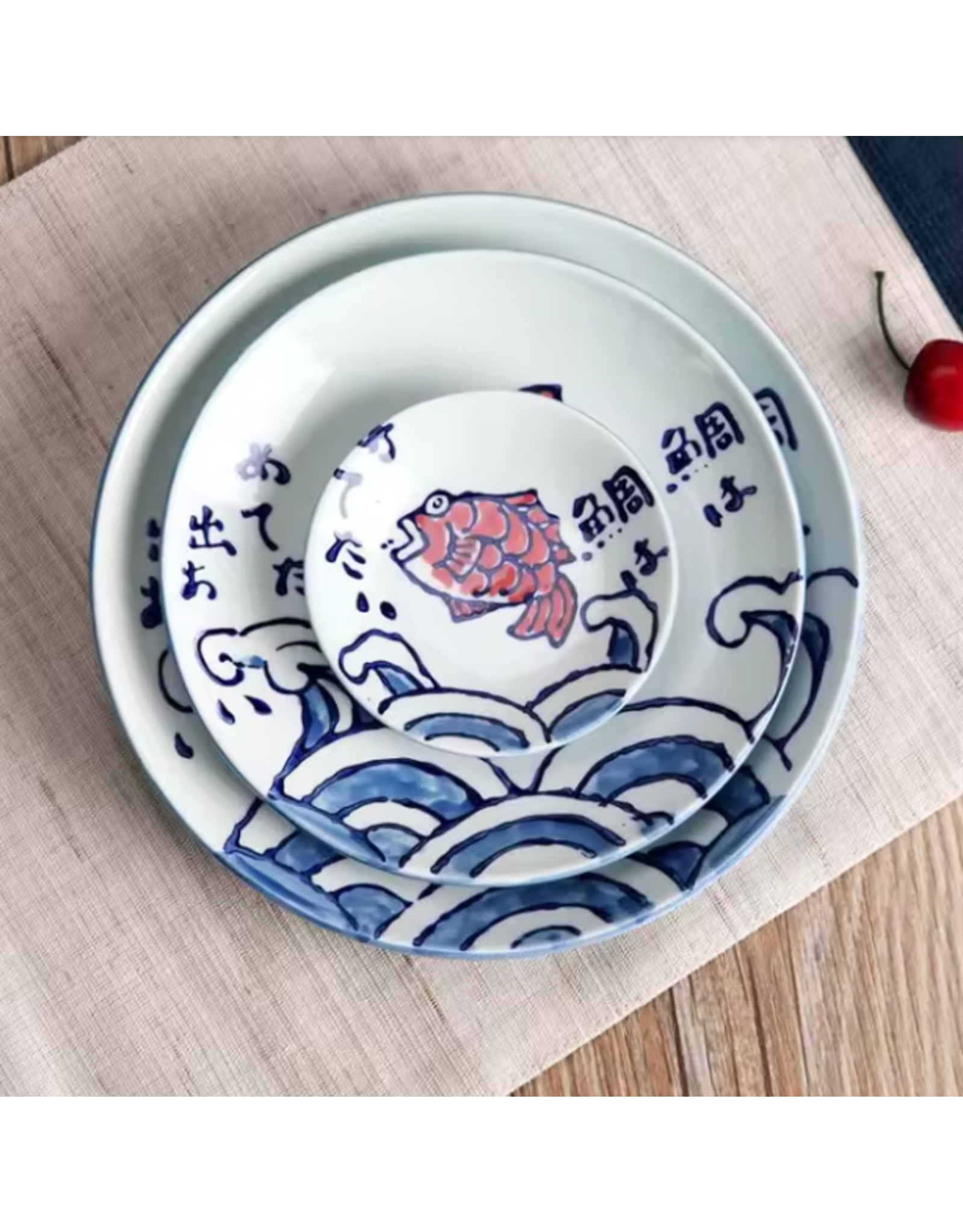 EDO Japan Deep plate / Dish Sakana, porcelain, 24,5x4cm, Japanese
