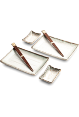 EDO Japan Sushi bord en sauskommetje Tsuno, per 2 verpakt, incl 2 paar bamboe chopsticks, porcelain, Japan