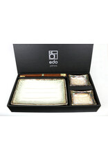 EDO Japan Sushi bord en sauskommetje Tsuno, per 2 verpakt, incl 2 paar bamboe chopsticks, porcelain, Japan