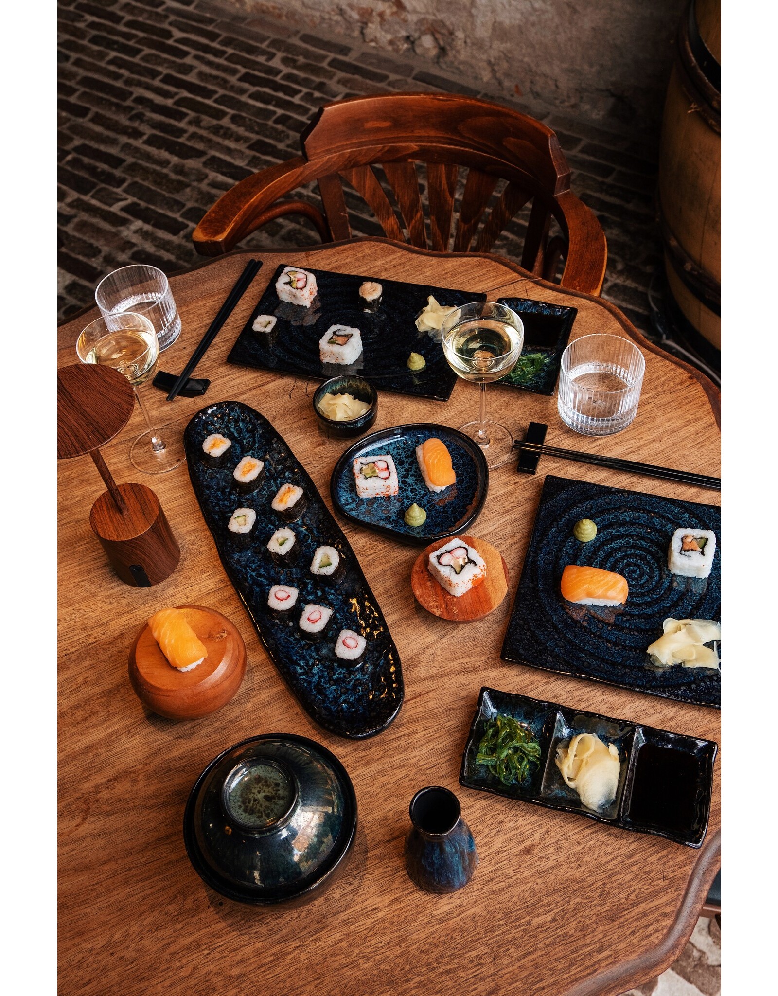 Stylepoint Sauce dish Sakura Blue, rectangular, 2 sections, 13.3x9cm