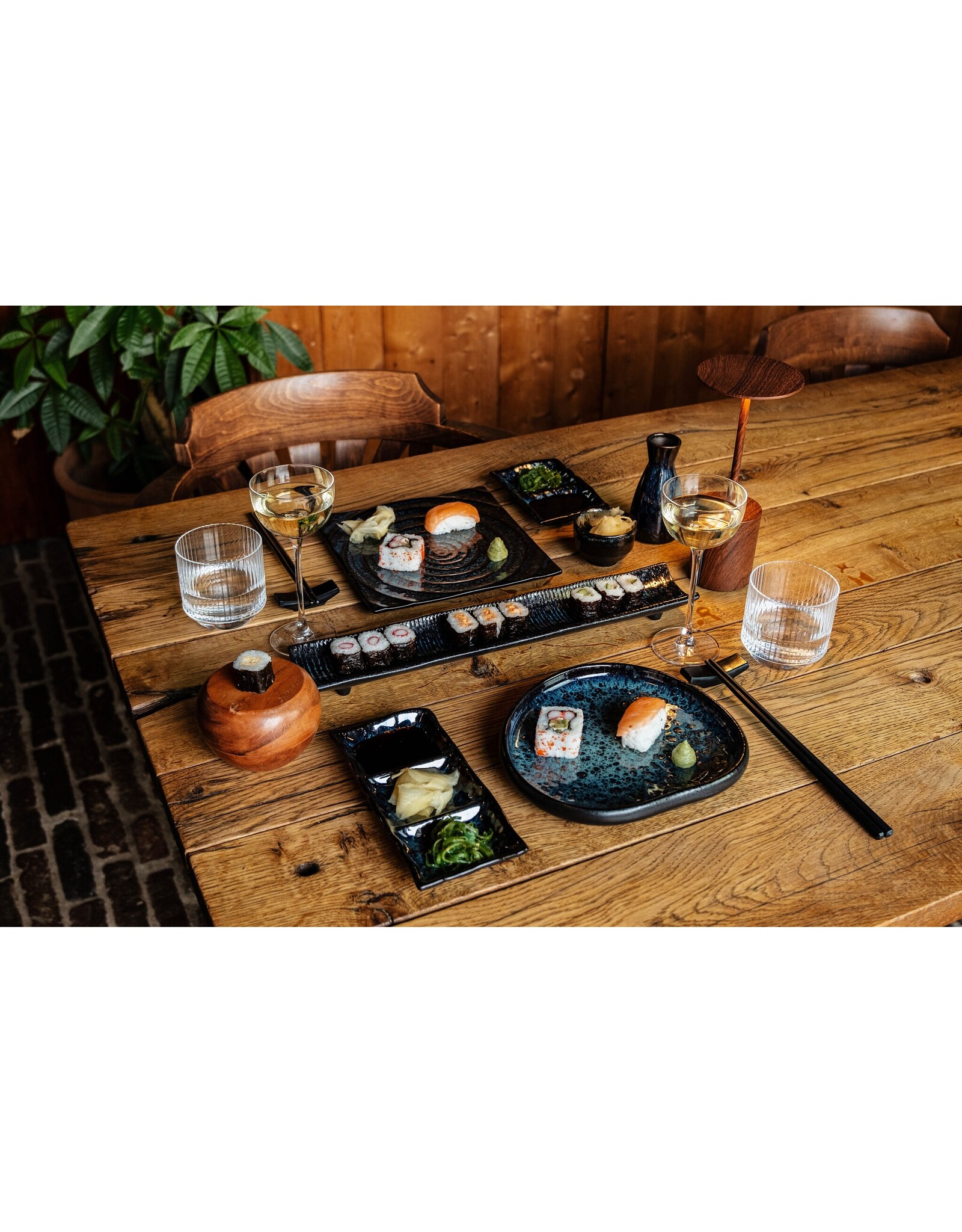 Stylepoint Sauce dish Sakura Blue, rectangular, 2 sections, 13.3x9cm