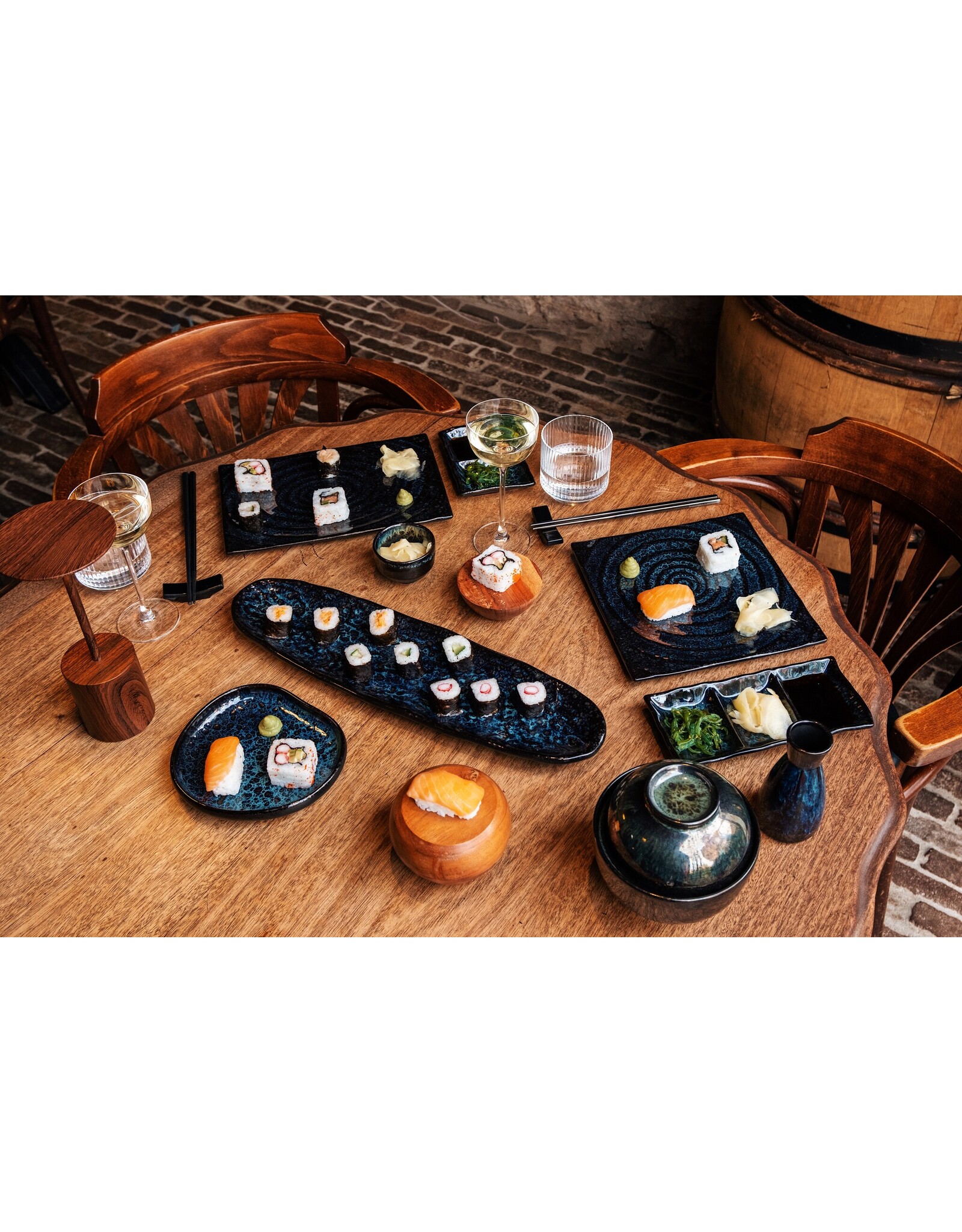 Stylepoint Sauce dish Sakura Blue, rectangular, 2 sections, 13.3x9cm