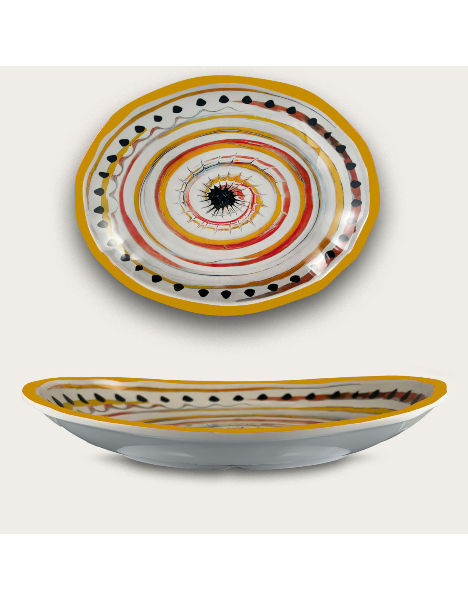 Arca Arca APULIA SPIRALE Melamine oval plate/dish 36x28x5,5cm, yellow