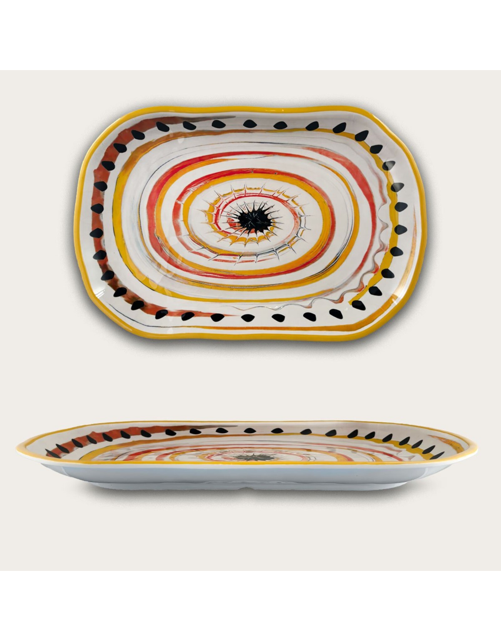 Arca Arca APULIA SPIRALE Melamine rechthoekig bord/schaal 45x30x4cm, geel