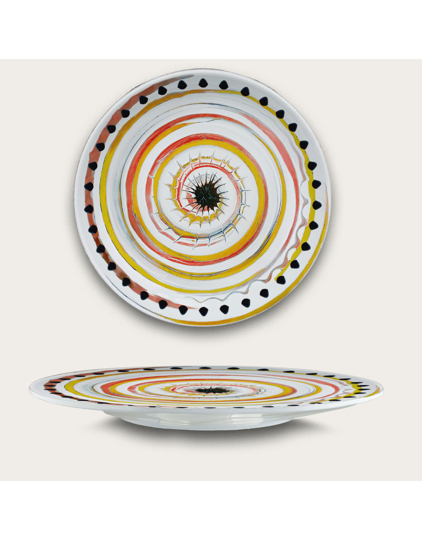 Arca Arca APULIA SPIRALE Melamine Rond Vlak Bord 41cm, geel
