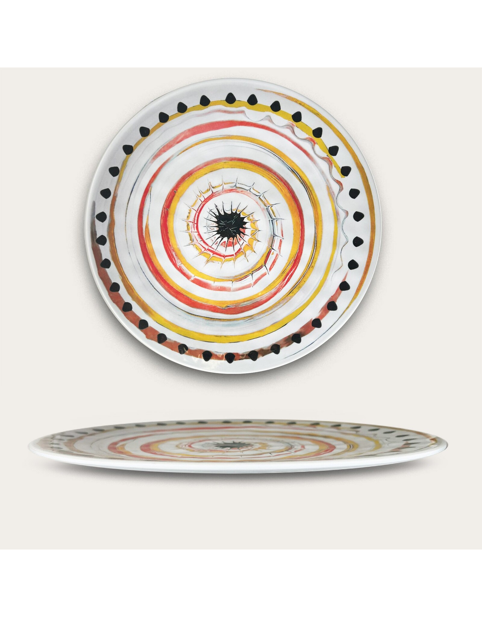 Arca Arca APULIA SPIRALE Melamine Rond Vlak Bord met rand 35x4cm, geel