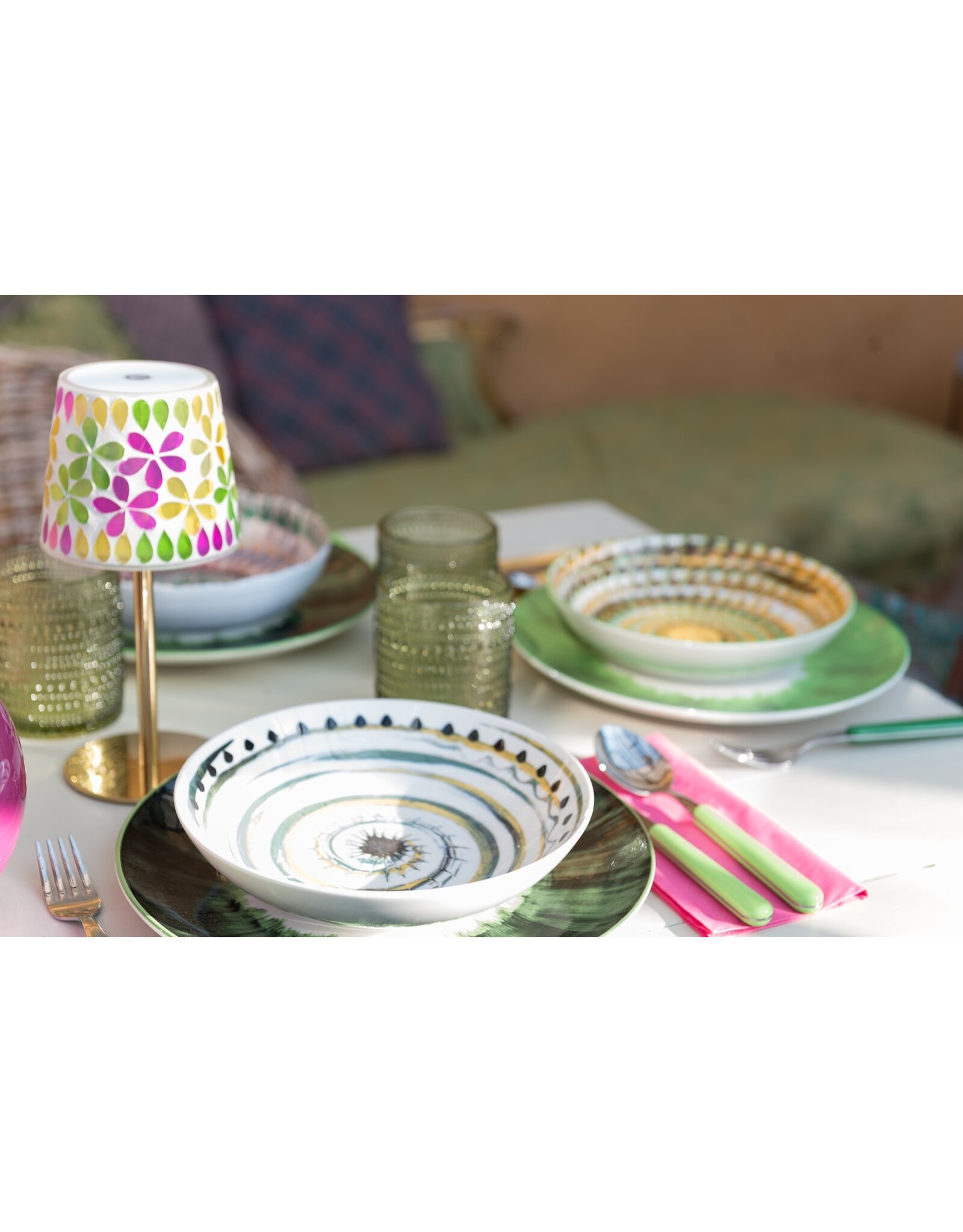 Arca Arca APULIA SPIRALE Porseleinen Rond Diep Soep/Pasta Bord 20cm, groen