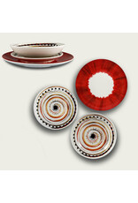 Arca Arca APULIA SPIRALE Porseleinen Rond Diep Soep/Pasta Bord 20cm, rood