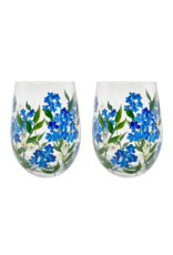 Teaclassix Flora Tumbler / C/Mocktail Glas Forgetmenot, 450ml, handgeschilderd, 2-pack