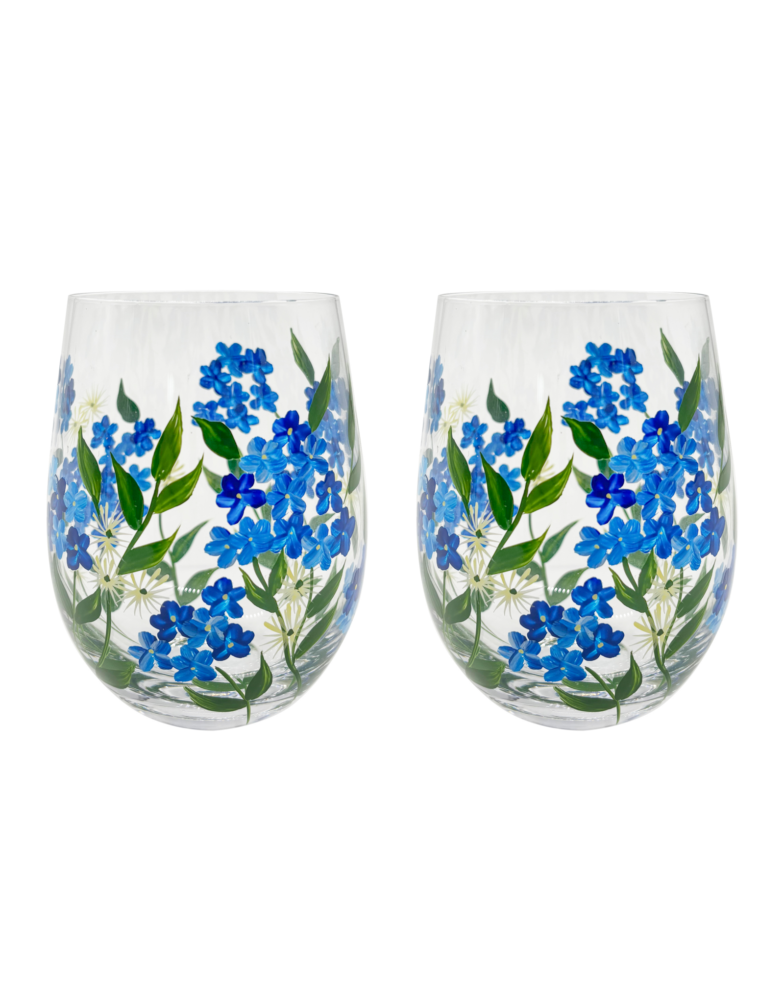 Teaclassix Flora Tumbler / C/Mocktail Glas Forgetmenot, 450ml, handgeschilderd, 2-pack