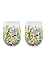 Teaclassix Flora Tumbler / C/Mocktail Glass Meadowsweet, 450ml, hand painted, 2-pack