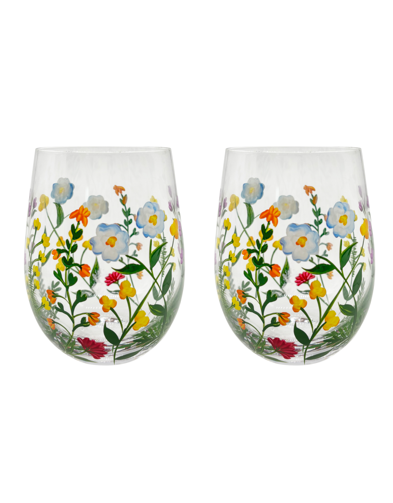 Teaclassix Flora Tumbler / C/Mocktail Glas Meadowsweet, 450ml, handgeschilderd, 2-pack