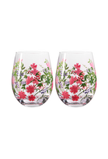 Teaclassix Flora Tumbler / C/Mocktail Glas Berries, 450ml, handgeschilderd, 2-pack