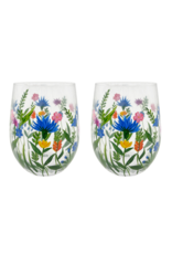 Teaclassix Flora Tumbler / C/Mocktail Glas Flowerfield, 450ml, handgeschilderd, 2-pack