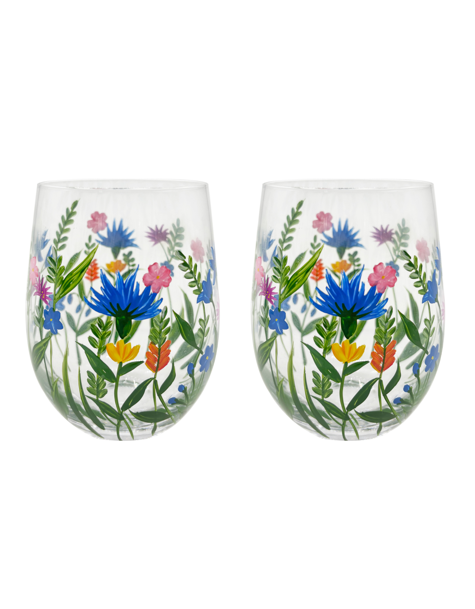Teaclassix Flora Tumbler / C/Mocktail Glass Flowerfield, 450ml, hand painted, 2-pack