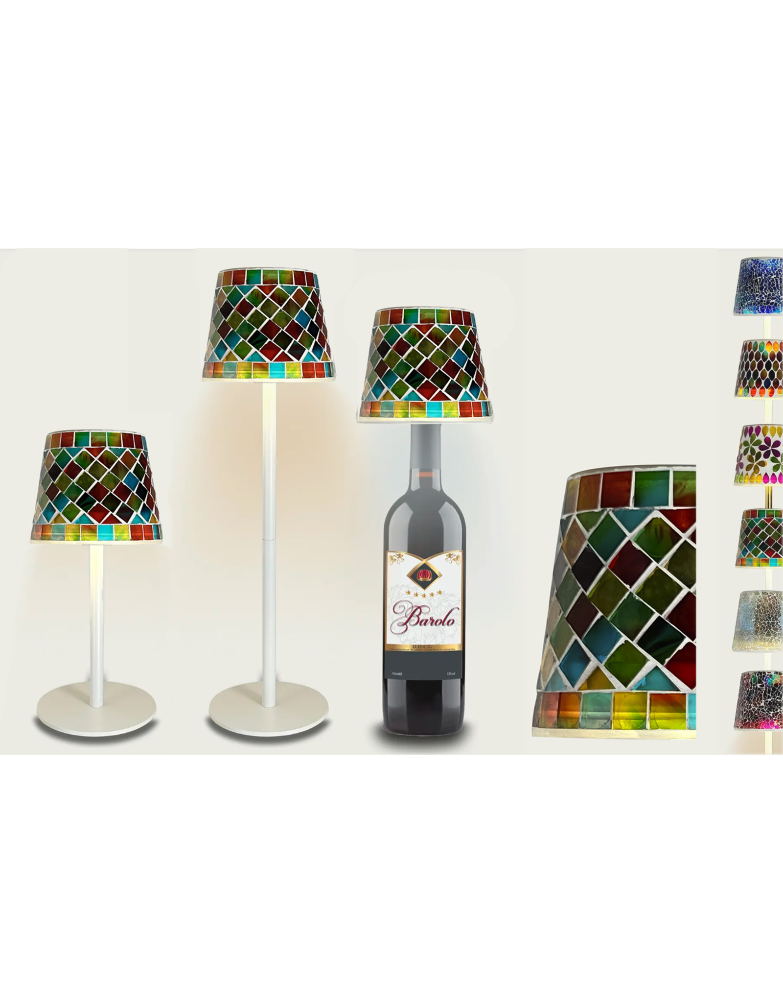 Arca Arca Wireless table lamp BOLZANO mosaic- LED - dimmable - suitable for outdoor use IP44 - incl bottle adapter