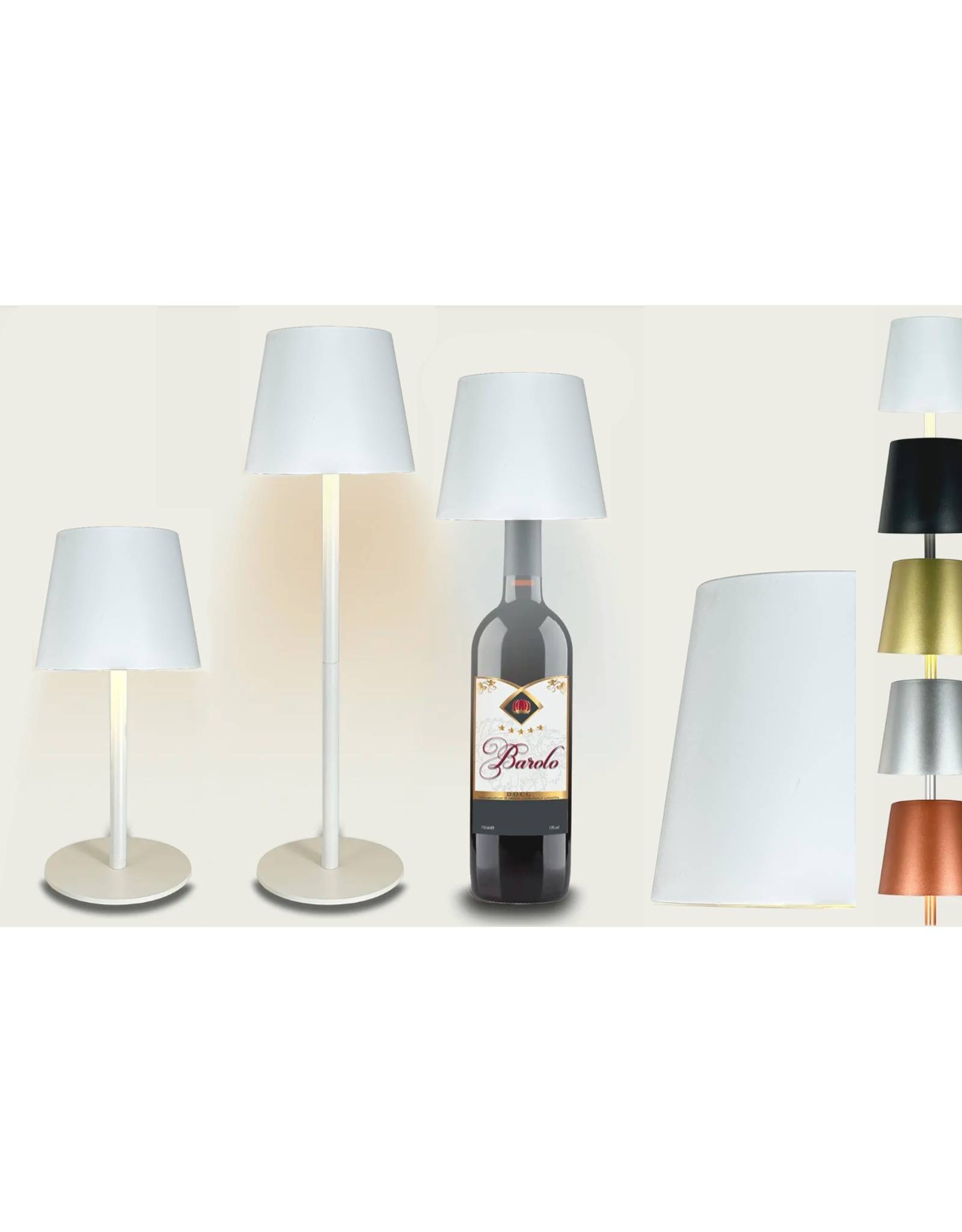 Arca Arca Draadloze Tafellamp BIANCO - wit - LED - dimbaar - geschikt voor buiten IP44 - incl fles adapter