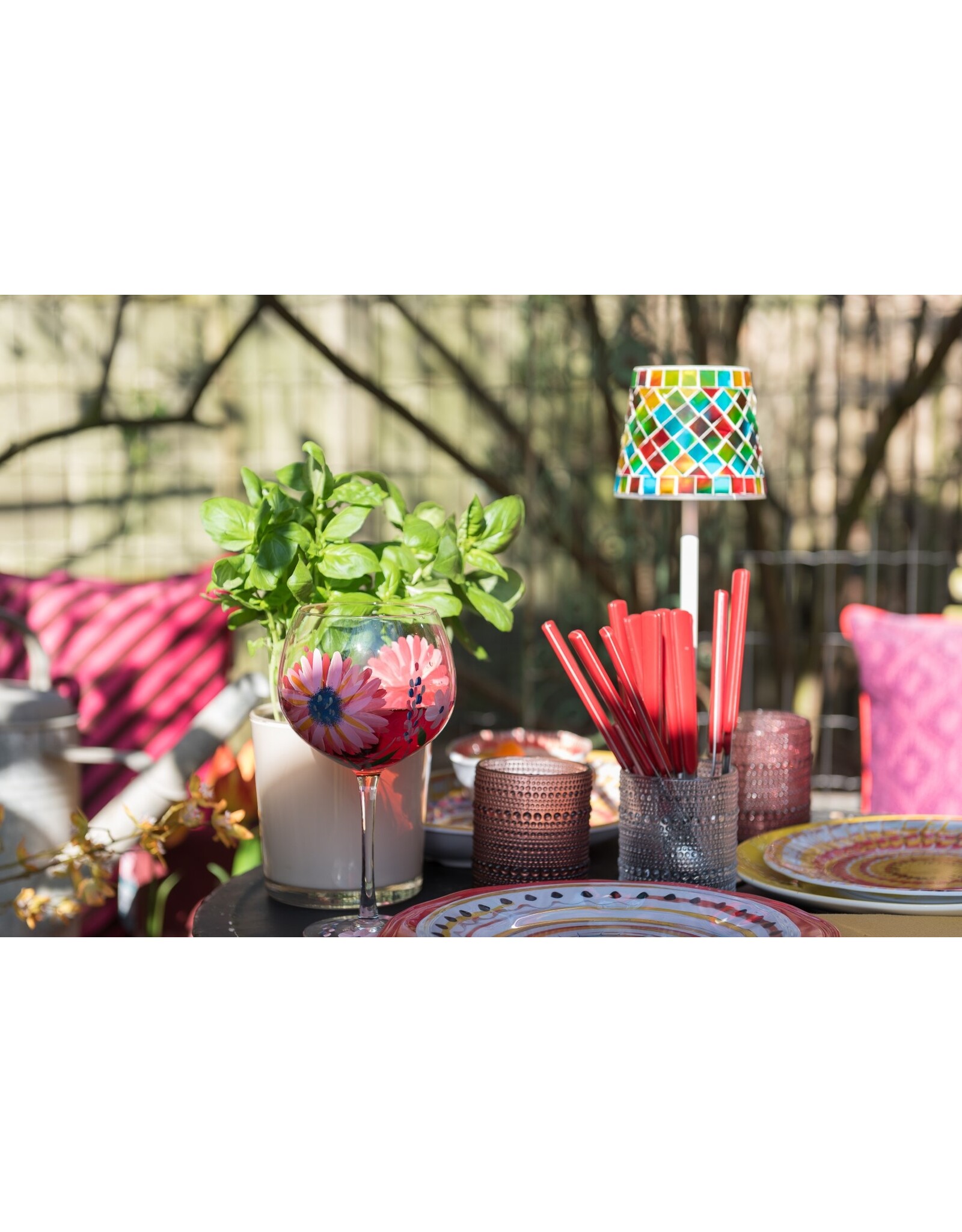 Arca Arca Wireless table lamp BOLZANO mosaic- LED - dimmable - suitable for outdoor use IP44 - incl bottle adapter