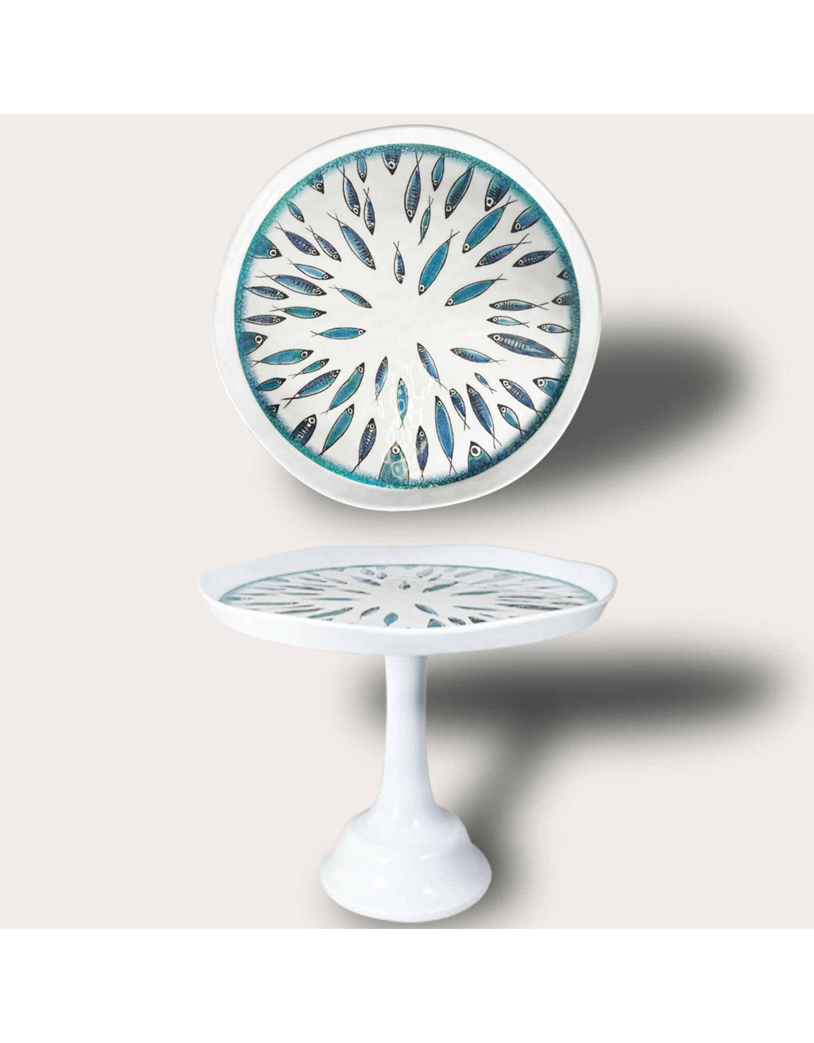Arca Arca Fish Melamine Cake Stand on foot 32x23cm