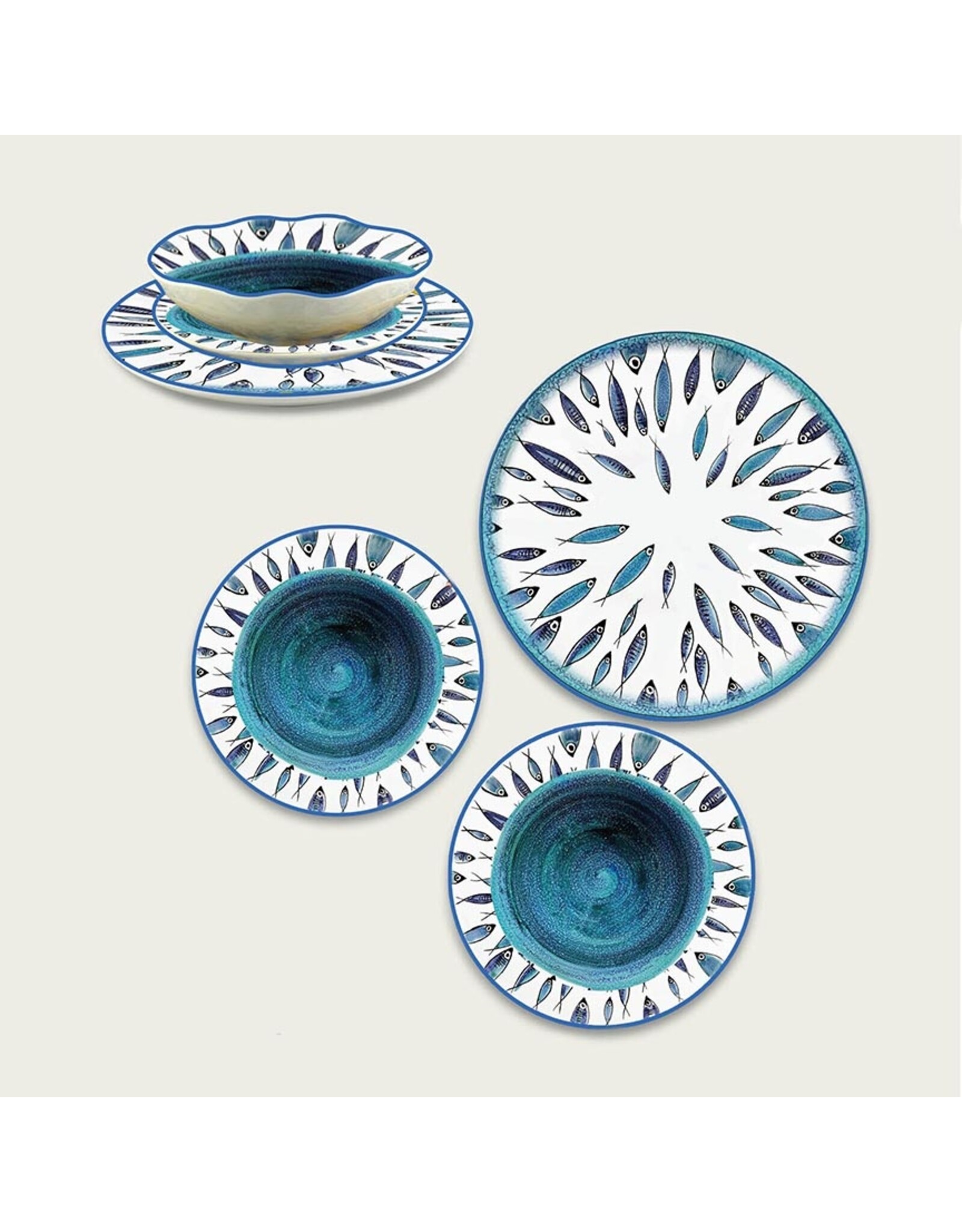 Arca Arca Fish Melamine Deep Soup/Pasta Plate 20cm.  The Fish melamine collection has beautiful fish motifs that give you an instant summer feeling.