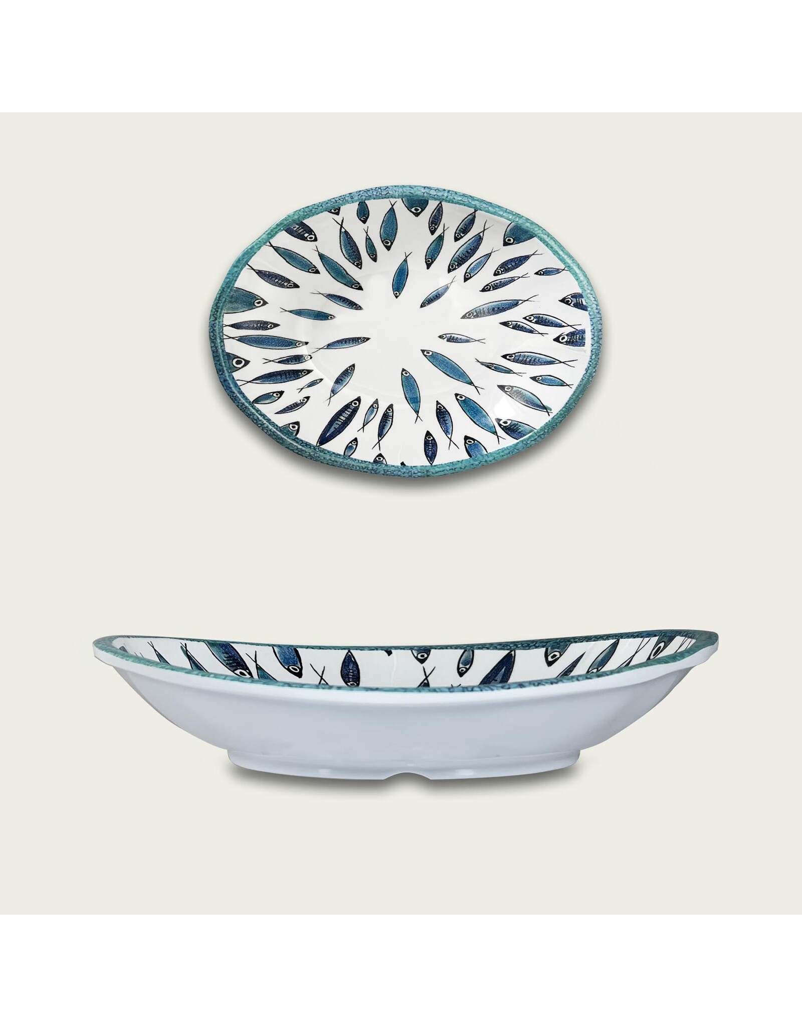 Arca Arca Fish Melamine Oval Deep Plate 36x28x5,5cm