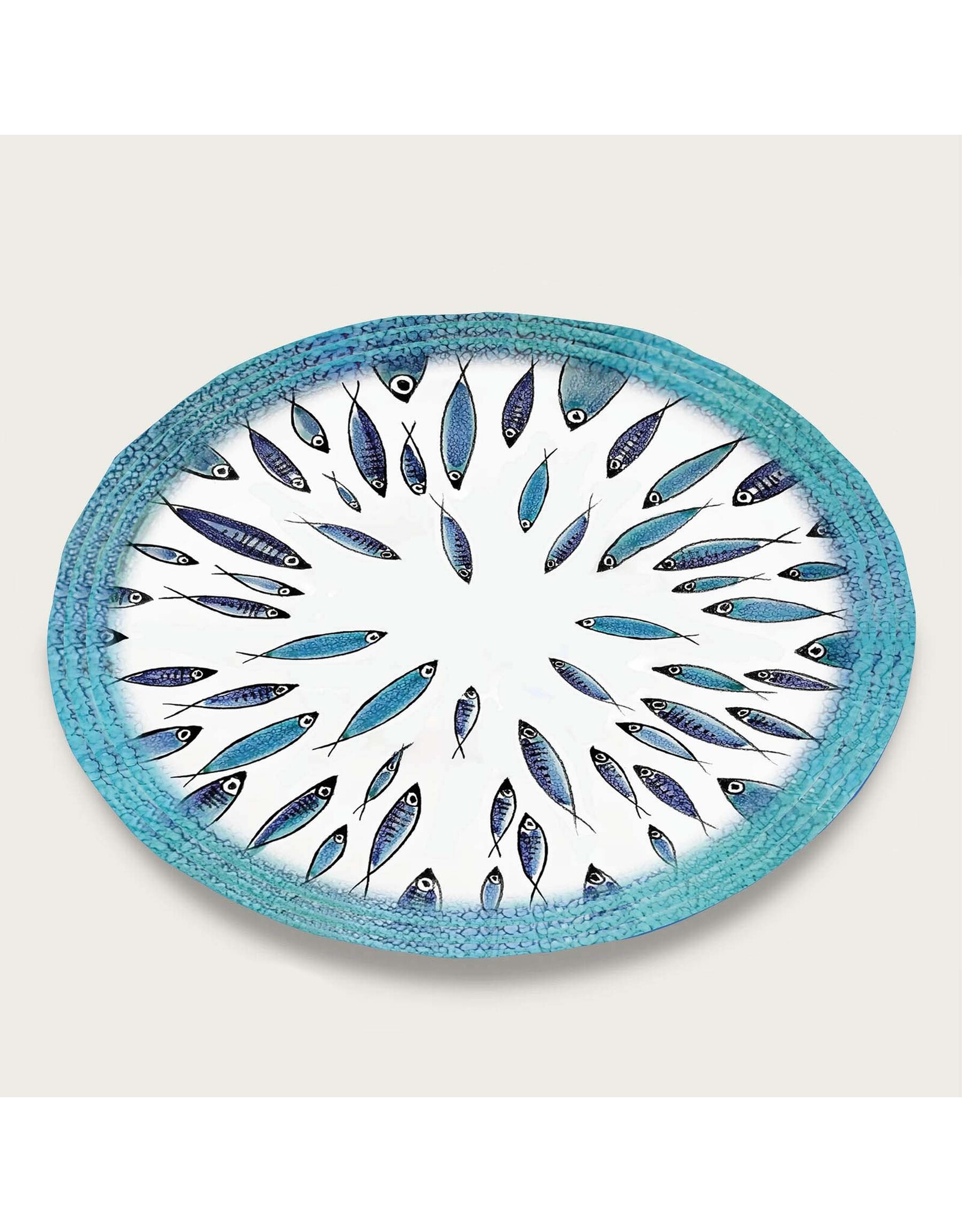 Arca Arca Fish Melamine Oval Flat Plate 40x30cm.  The Fish melamine collection has beautiful fish motifs that give you an instant summer feeling.