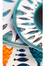 Arca Arca Fish  Melamine Rond Plat Bord met rand 35x4cm. De Fish melamine collectie heeft prachtige visjesmotieven die je een instant zomers gevoel bezorgt. - Copy - Copy - Copy