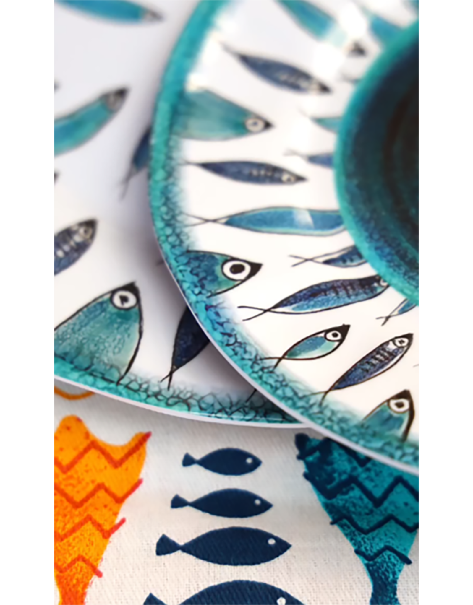 Arca Arca Fish  Melamine Rond Plat Bord met rand 35x4cm. De Fish melamine collectie heeft prachtige visjesmotieven die je een instant zomers gevoel bezorgt. - Copy - Copy - Copy