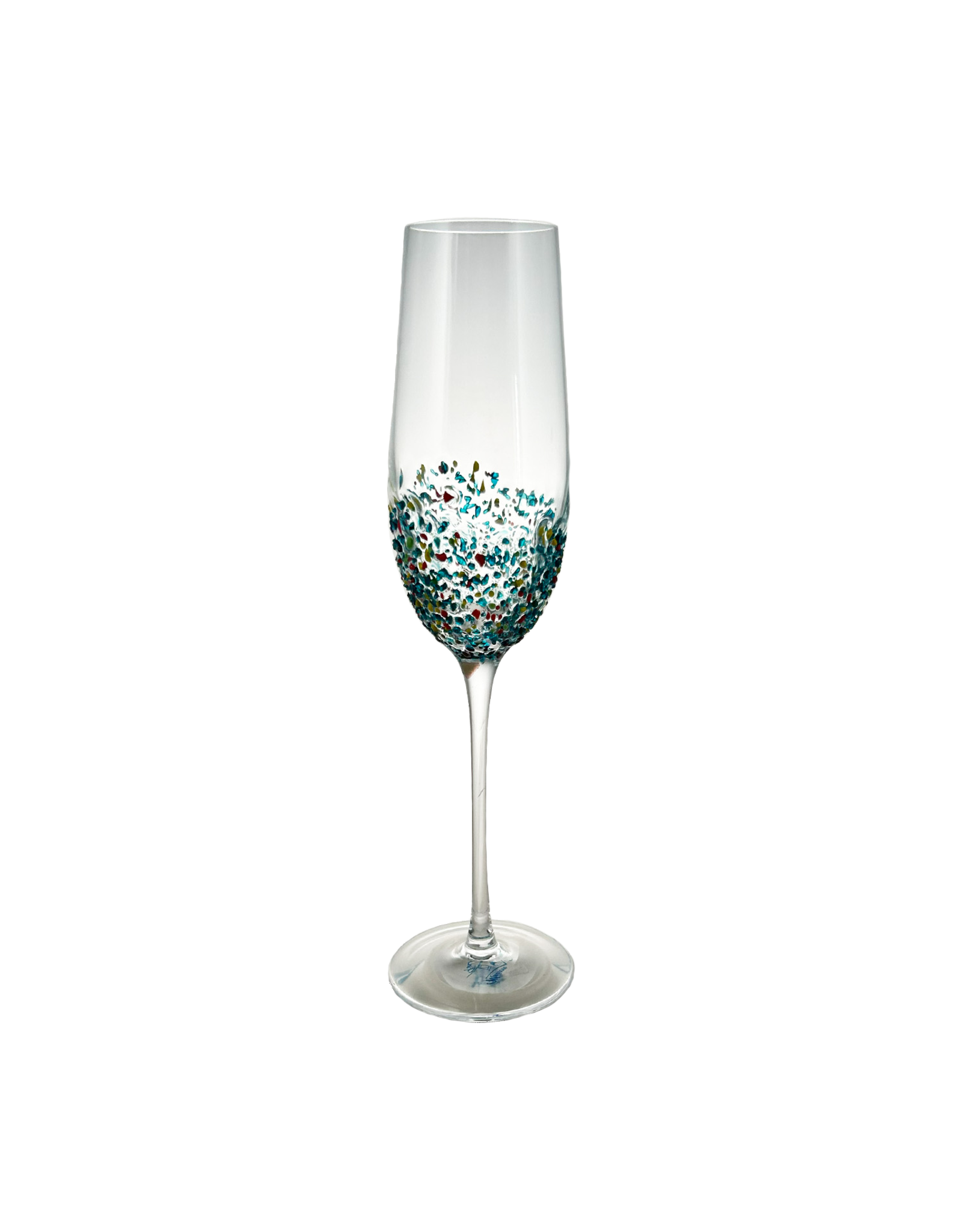 Arca Champagneglas Arca Ice, helder/light blauw,  230ml, met een subtiel lichtblauw kleurverloop met een gecraqueleerde look onderaan