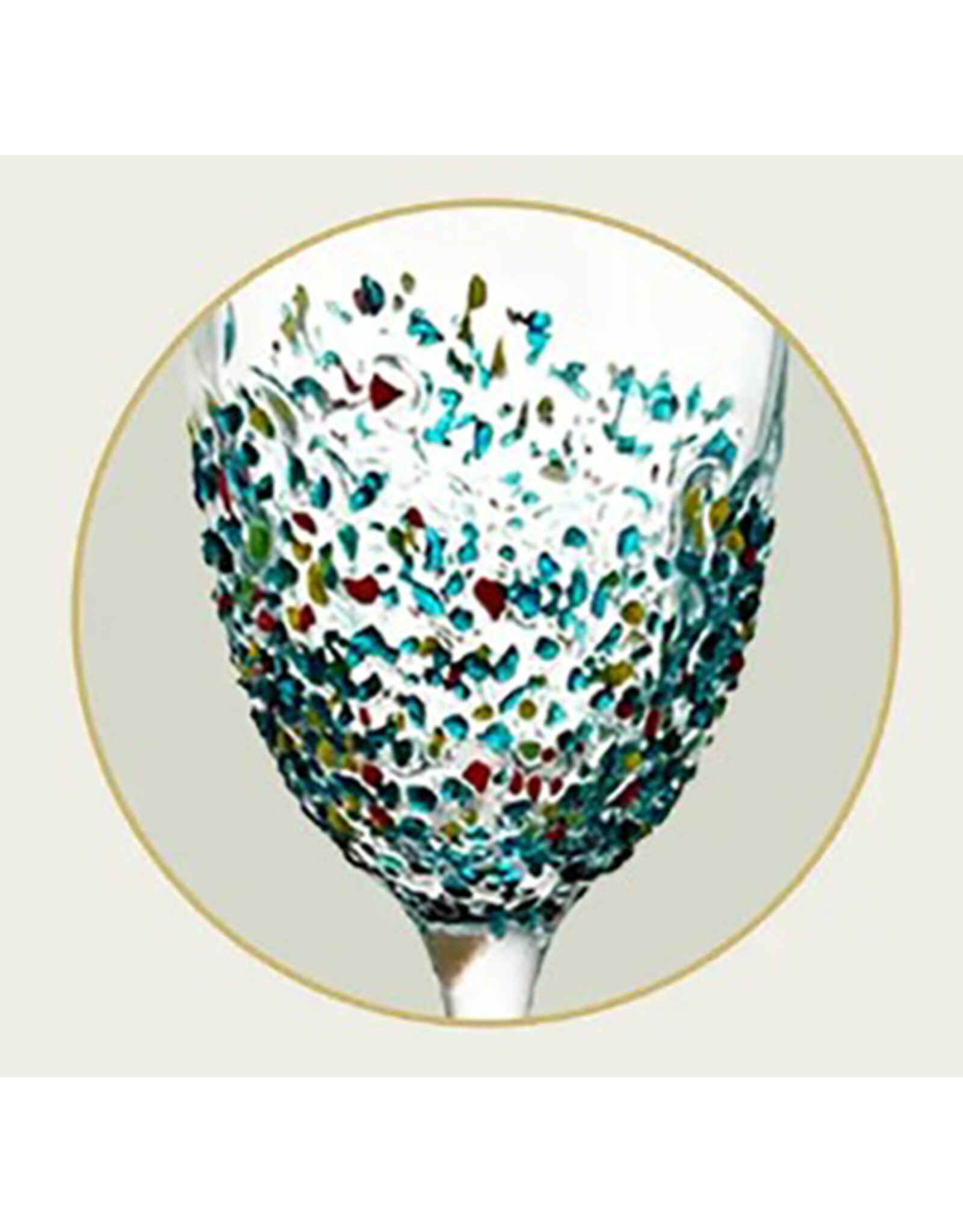 Arca Champaign Glass Arca Ice, clear/light blue,  230ml, with brightly coloured speckles on the lower half of the glass