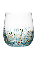 Arca Drinking glass Arca Ice, light blue, 560ml, with brightly coloured speckles on the lower half of the glass