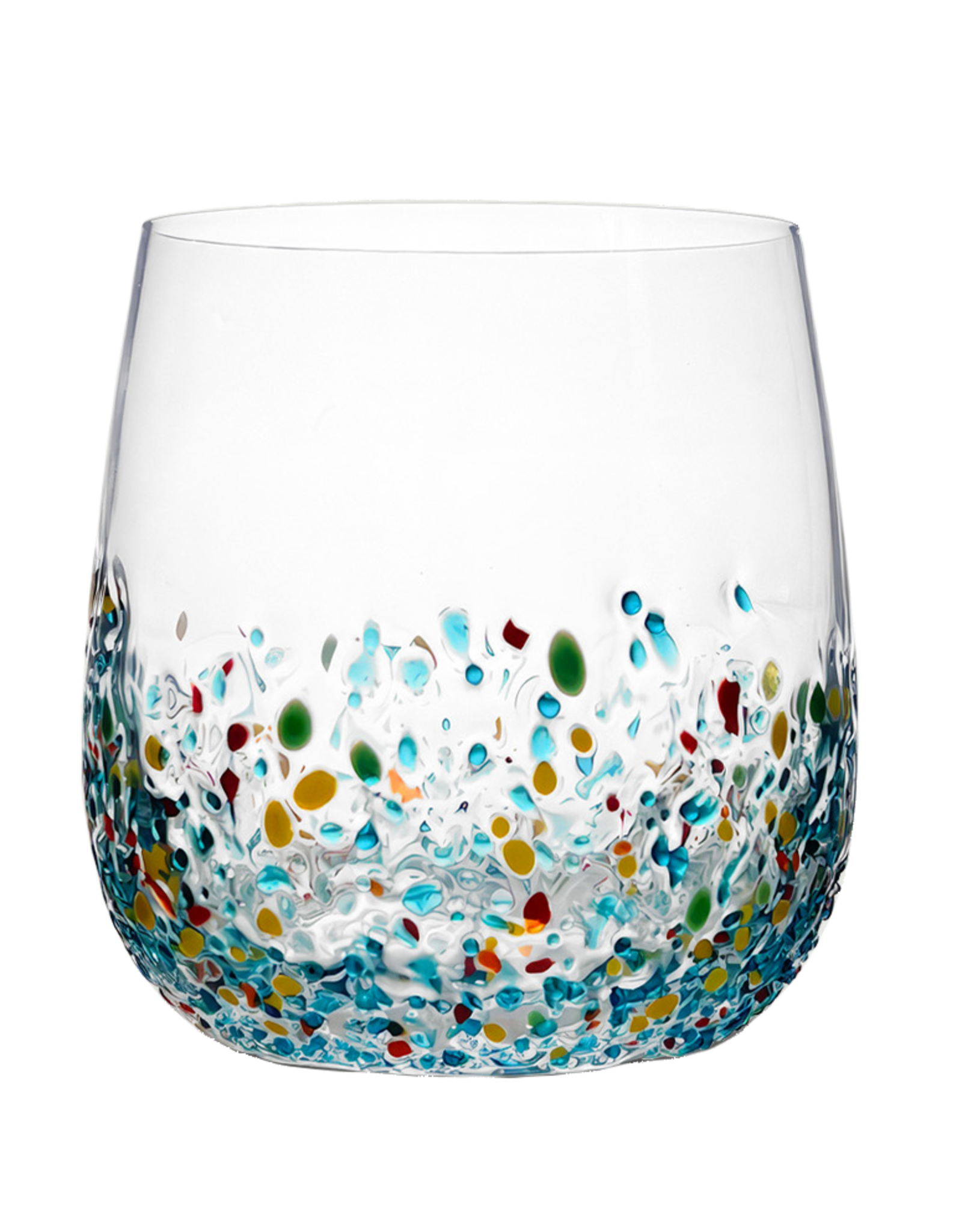 Arca Drinking glass Arca Ice, light blue, 560ml, with brightly coloured speckles on the lower half of the glass