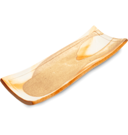 EDO Japan Hanabi Japanese porcelain sushi dish / serving dish 24.5x9cm,  earth tones