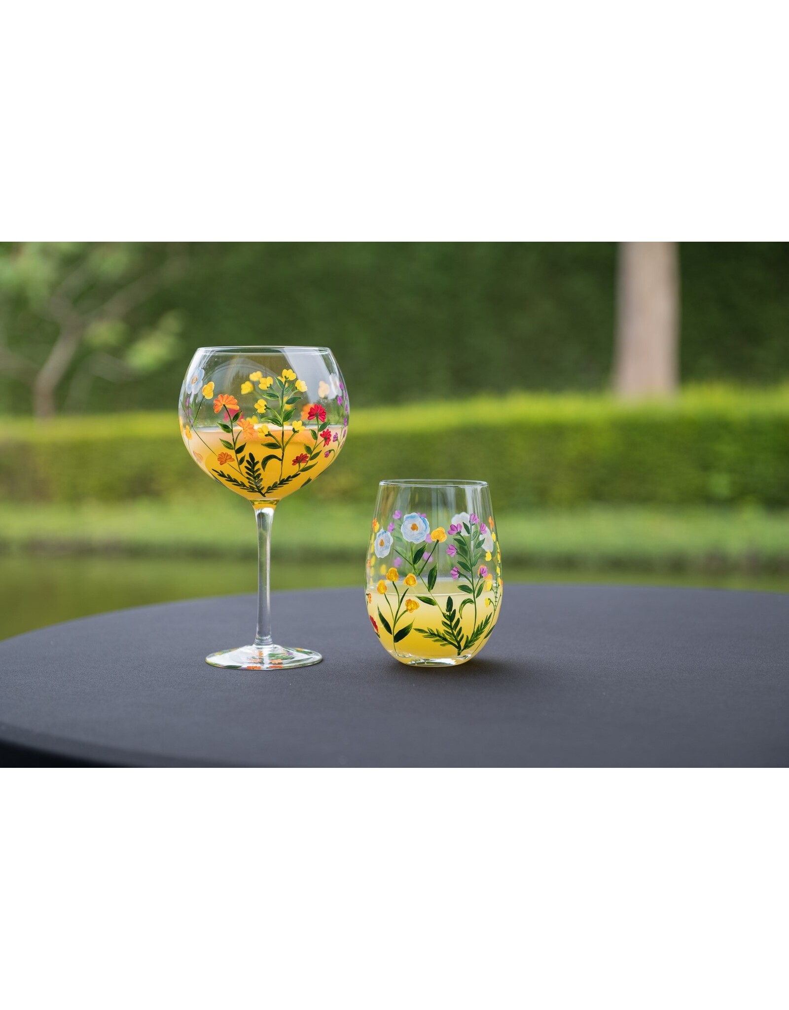 Teaclassix Flora Tumbler / C/Mocktail Glas Meadowsweet, 450ml, handgeschilderd, 2-pack