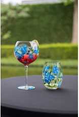 Teaclassix Flora Tumbler / C/Mocktail Glas Forgetmenot, 450ml, handgeschilderd, 2-pack