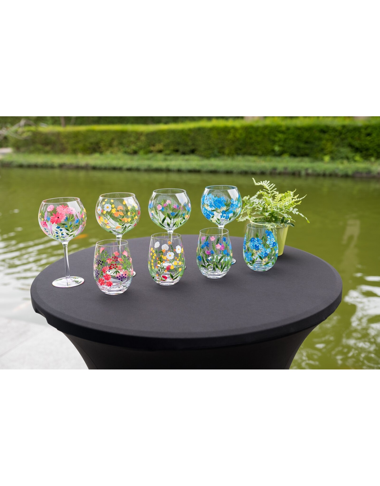 Teaclassix Flora Tumbler / C/Mocktail Glas Flowerfield, 450ml, handgeschilderd, 2-pack