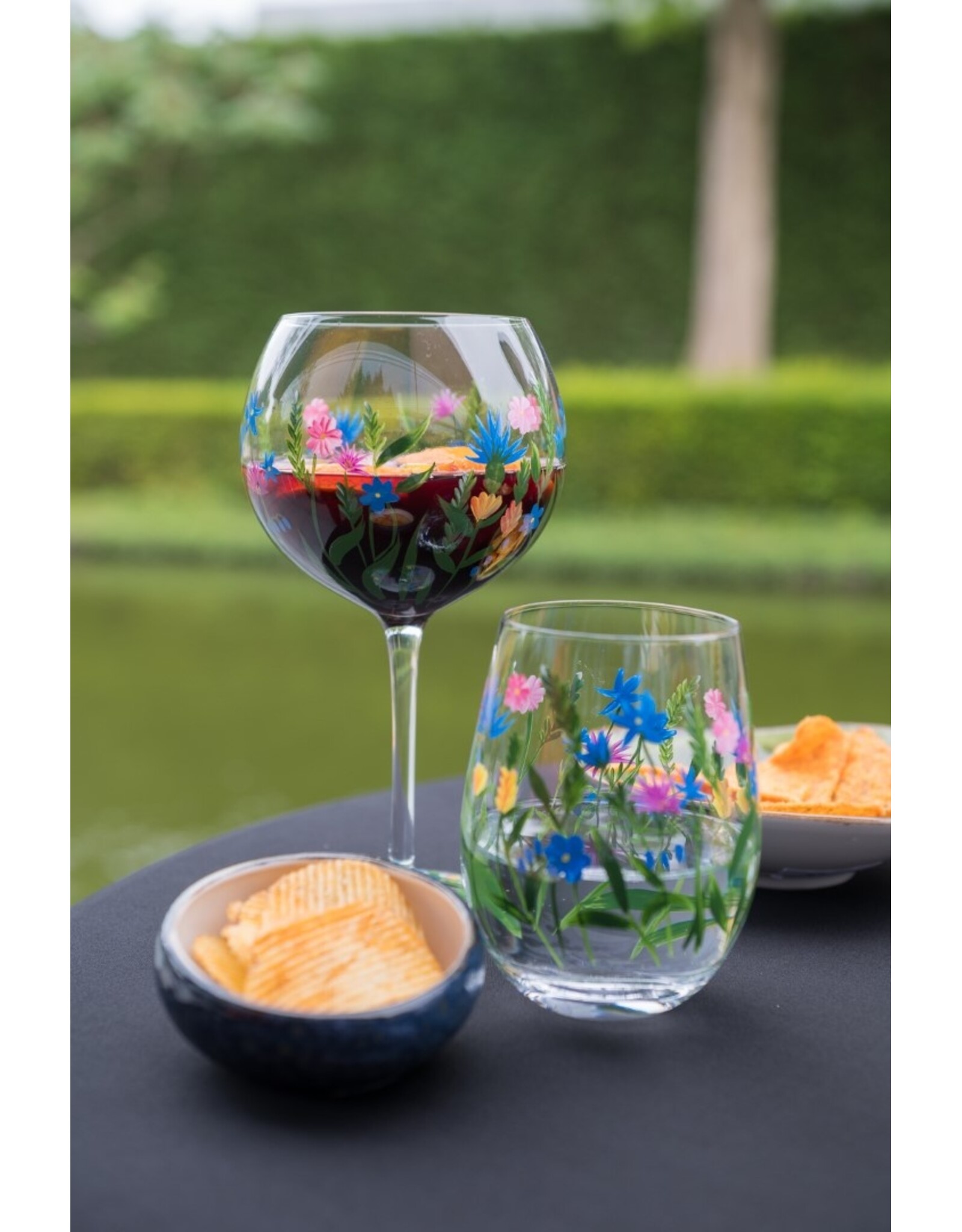 Teaclassix Flora Tumbler / C/Mocktail Glas Flowerfield, 450ml, handgeschilderd, 2-pack