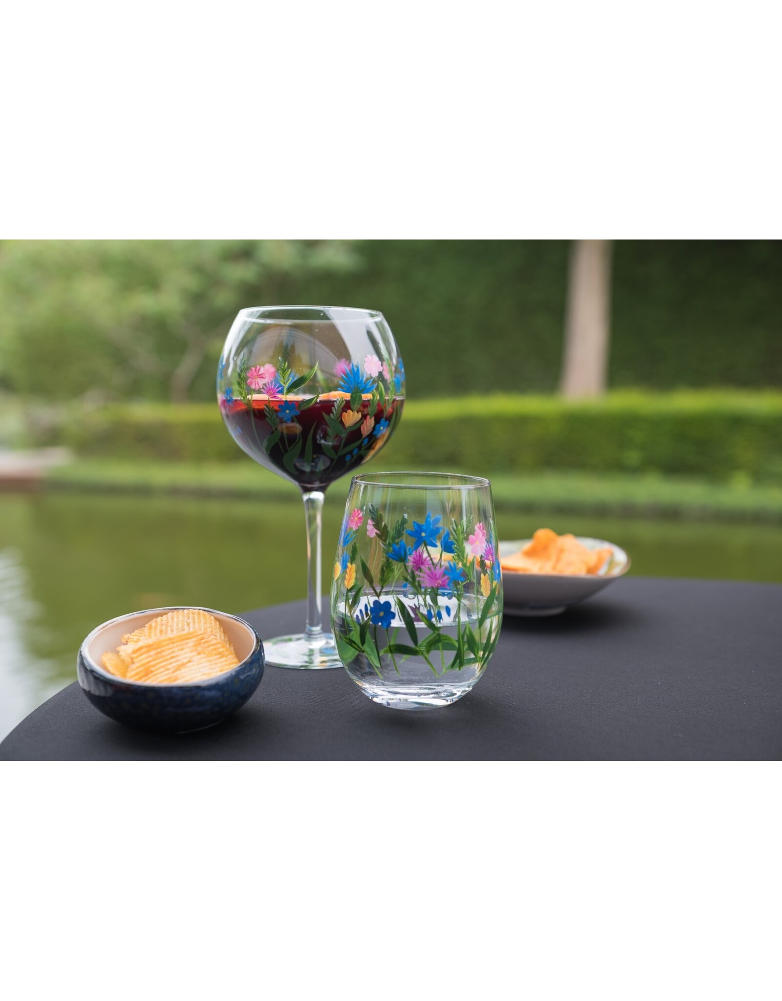 Teaclassix Flora Tumbler / C/Mocktail Glas Flowerfield, 450ml, handgeschilderd, 2-pack