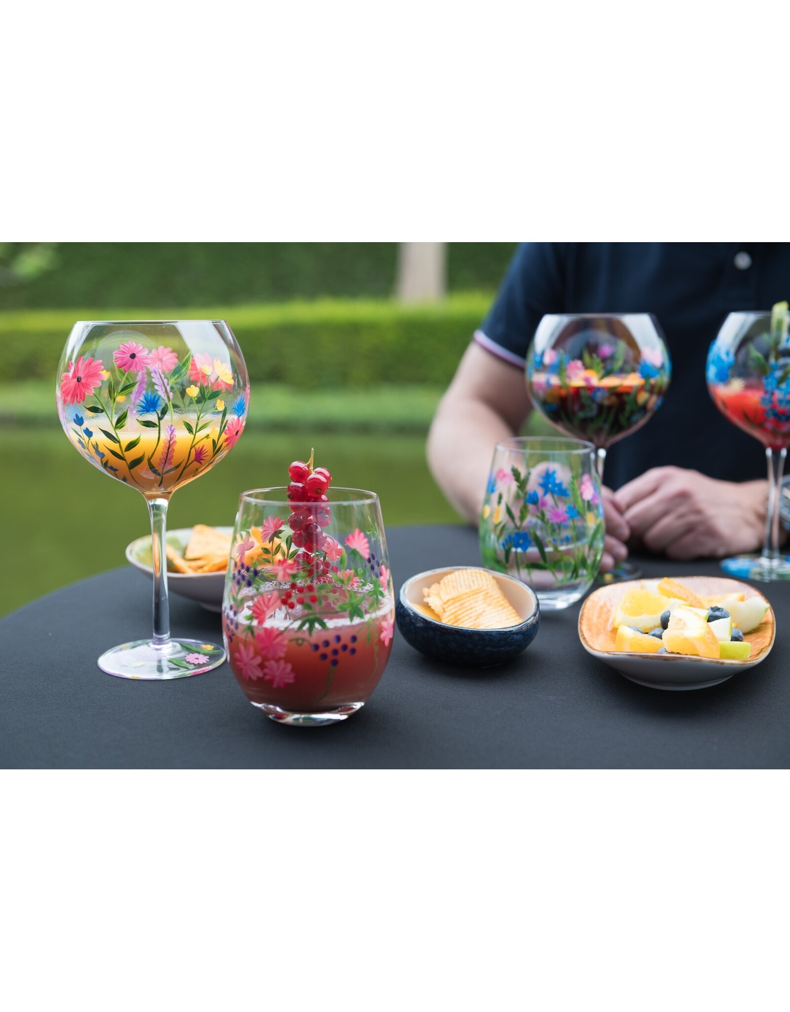 Teaclassix Flora Tumbler / C/Mocktail Glas Berries, 450ml, handgeschilderd, 2-pack