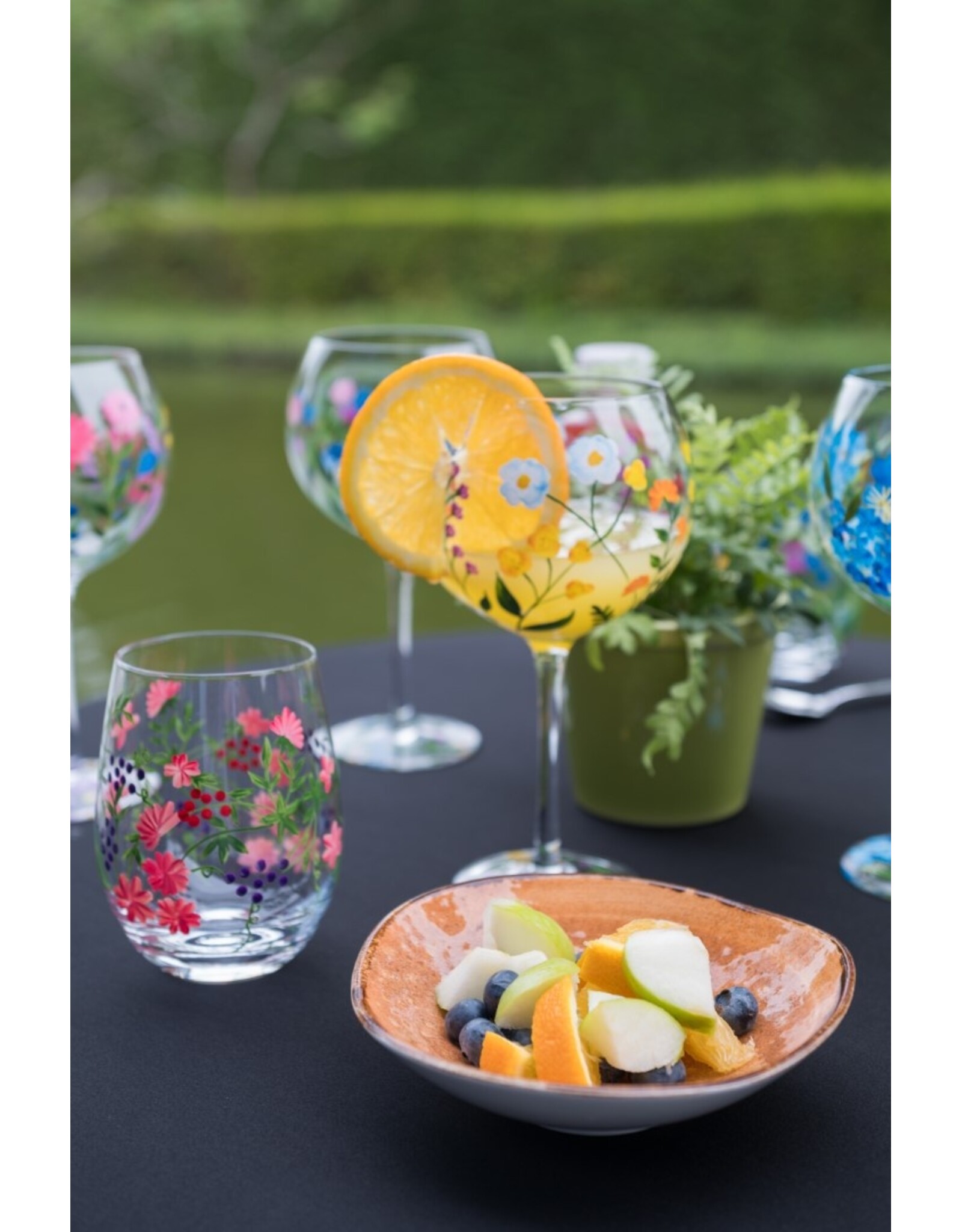 Teaclassix Flora Tumbler / C/Mocktail Glass Berries, 450ml, hand painted, 2-pack