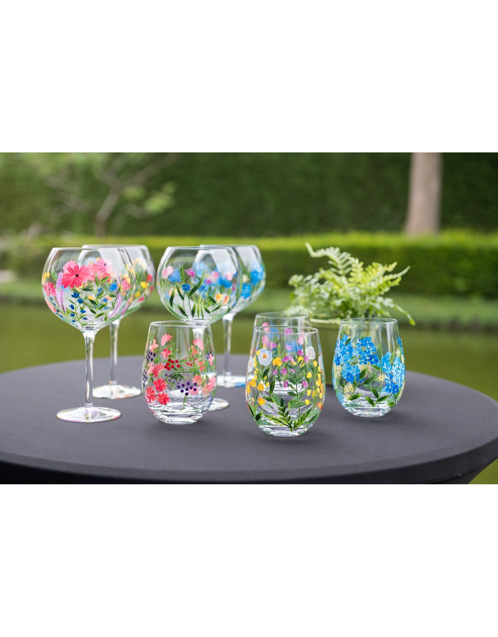 Teaclassix Flora Tumbler / C/Mocktail Glas Berries, 450ml, handgeschilderd, 2-pack