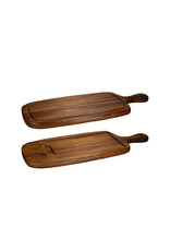 Stylepoint Wooden acacia board with 2 inlays, rectangular, with handle - 50x23x2cm