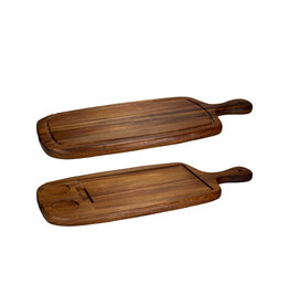 Stylepoint Wooden acacia board with 2 inlays, rectangular, with handle - 50x23x2cm