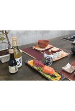 EDO Japan Hanabi Japanese porcelain sushi dish / serving dish 24.5x9cm,  earth tones